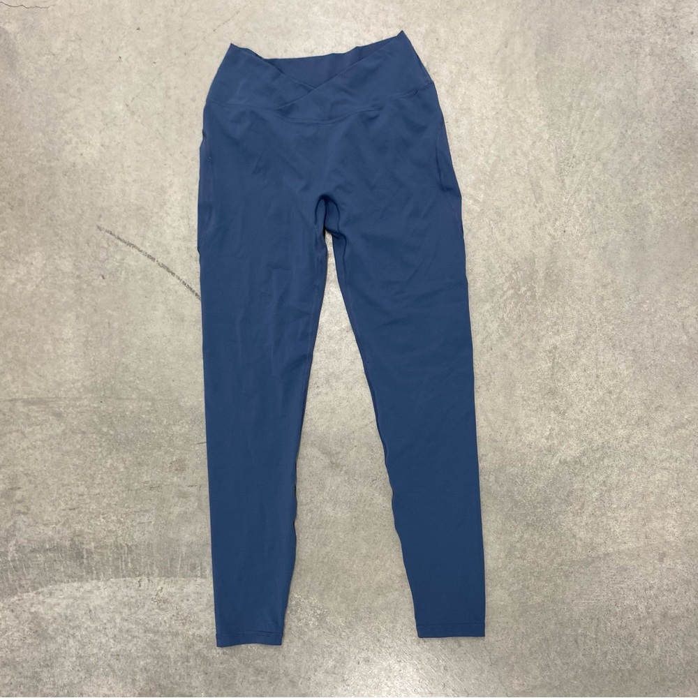 Alphalete Blue High rise Crossover full length no front seam size Large